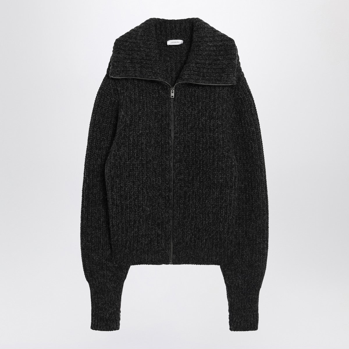 LEMAIRE Black/brown zip cardigan in alpaca blend